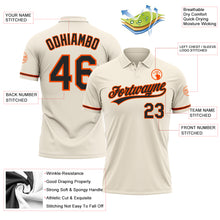 Laden Sie das Bild in den Galerie-Viewer, Custom Cream Black-Orange Performance Vapor Golf Polo Shirt