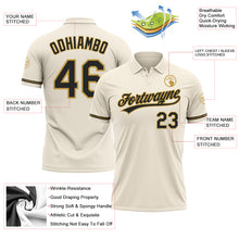 Load image into Gallery viewer, Custom Cream Black-Old Gold Performance Vapor Golf Polo Shirt