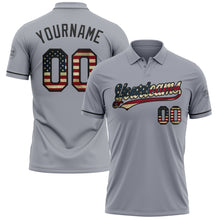 Load image into Gallery viewer, Custom Gray Vintage USA Flag-Black Performance Vapor Golf Polo Shirt