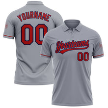 Загрузить изображение в средство просмотра галереи, Custom Gray Red-Navy Performance Vapor Golf Polo Shirt