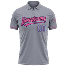 Загрузить изображение в средство просмотра галереи, Custom Gray Light Blue Black-Pink Performance Vapor Golf Polo Shirt
