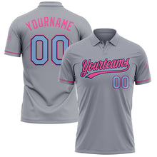 Загрузить изображение в средство просмотра галереи, Custom Gray Light Blue Black-Pink Performance Vapor Golf Polo Shirt