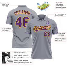 Load image into Gallery viewer, Custom Gray Purple-Gold Performance Vapor Golf Polo Shirt