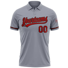 Загрузить изображение в средство просмотра галереи, Custom Gray Red-Black Performance Vapor Golf Polo Shirt
