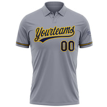Загрузить изображение в средство просмотра галереи, Custom Gray Navy-Yellow Performance Vapor Golf Polo Shirt