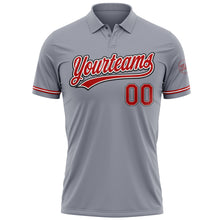 Загрузить изображение в средство просмотра галереи, Custom Gray Red-Black Performance Vapor Golf Polo Shirt