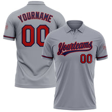 Загрузить изображение в средство просмотра галереи, Custom Gray Red-Navy Performance Vapor Golf Polo Shirt