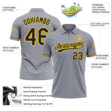 Загрузить изображение в средство просмотра галереи, Custom Gray Black-Yellow Performance Vapor Golf Polo Shirt