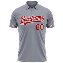 Загрузить изображение в средство просмотра галереи, Custom Gray Red-White Performance Vapor Golf Polo Shirt