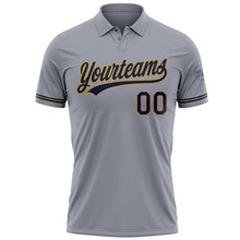 Загрузить изображение в средство просмотра галереи, Custom Gray Navy-Old Gold Performance Vapor Golf Polo Shirt