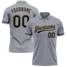 Загрузить изображение в средство просмотра галереи, Custom Gray Navy-Old Gold Performance Vapor Golf Polo Shirt