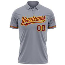 Загрузить изображение в средство просмотра галереи, Custom Gray Crimson-Yellow Performance Vapor Golf Polo Shirt
