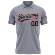 Загрузить изображение в средство просмотра галереи, Custom Gray Black Powder Blue-Orange Performance Vapor Golf Polo Shirt