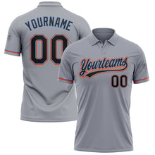 Загрузить изображение в средство просмотра галереи, Custom Gray Black Powder Blue-Orange Performance Vapor Golf Polo Shirt