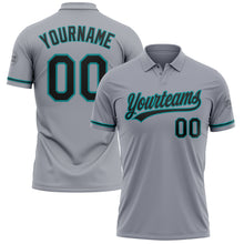 Загрузить изображение в средство просмотра галереи, Custom Gray Black-Teal Performance Vapor Golf Polo Shirt