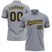 Загрузить изображение в средство просмотра галереи, Custom Gray Black-Old Gold Performance Vapor Golf Polo Shirt