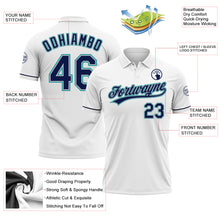 Load image into Gallery viewer, Custom White Navy Gray-Teal Performance Vapor Golf Polo Shirt