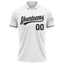 Laden Sie das Bild in den Galerie-Viewer, Custom White Black-Gray Performance Vapor Golf Polo Shirt