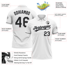 Laden Sie das Bild in den Galerie-Viewer, Custom White Black-Gray Performance Vapor Golf Polo Shirt