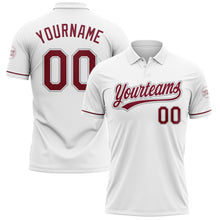 Charger l'image dans la galerie, Custom White Crimson-Gray Performance Vapor Golf Polo Shirt