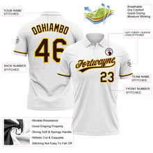 Charger l'image dans la galerie, Custom White Brown-Yellow Performance Vapor Golf Polo Shirt