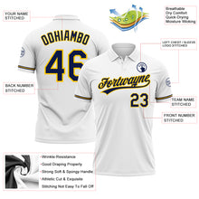 Charger l'image dans la galerie, Custom White Navy-Yellow Performance Vapor Golf Polo Shirt