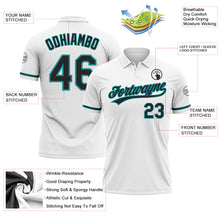 Charger l'image dans la galerie, Custom White Black-Teal Performance Vapor Golf Polo Shirt