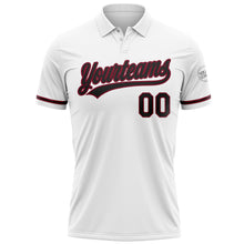 Load image into Gallery viewer, Custom White Black-Crimson Performance Vapor Golf Polo Shirt
