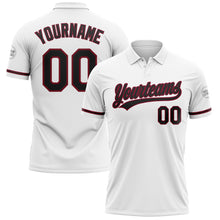 Charger l'image dans la galerie, Custom White Black-Crimson Performance Vapor Golf Polo Shirt