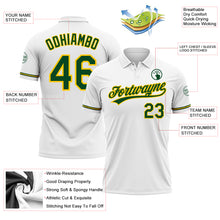 Load image into Gallery viewer, Custom White Green-Yellow Performance Vapor Golf Polo Shirt