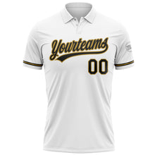 Laden Sie das Bild in den Galerie-Viewer, Custom White Black-Old Gold Performance Vapor Golf Polo Shirt