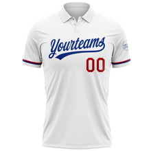 Загрузить изображение в средство просмотра галереи, Custom White Red-Royal Performance Vapor Golf Polo Shirt