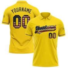 Charger l'image dans la galerie, Custom Yellow Vintage USA Flag-Black Performance Vapor Golf Polo Shirt
