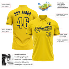 Load image into Gallery viewer, Custom Yellow Navy Performance Vapor Golf Polo Shirt