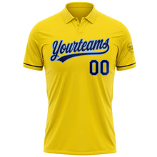 Load image into Gallery viewer, Custom Yellow Navy-Light Blue Performance Vapor Golf Polo Shirt