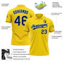 Load image into Gallery viewer, Custom Yellow Navy-Light Blue Performance Vapor Golf Polo Shirt