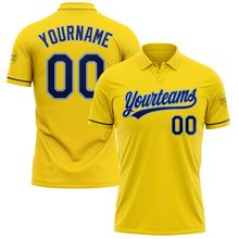 Load image into Gallery viewer, Custom Yellow Navy-Light Blue Performance Vapor Golf Polo Shirt