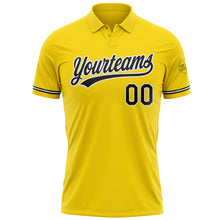 Load image into Gallery viewer, Custom Yellow Black-White Performance Vapor Golf Polo Shirt