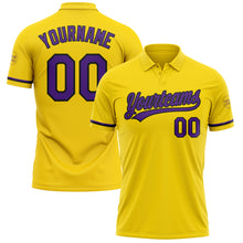 Load image into Gallery viewer, Custom Yellow Purple-Black Performance Vapor Golf Polo Shirt