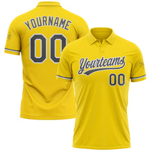 Load image into Gallery viewer, Custom Yellow Steel Gray-White Performance Vapor Golf Polo Shirt