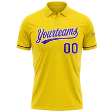 Load image into Gallery viewer, Custom Yellow Purple-White Performance Vapor Golf Polo Shirt