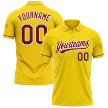 Load image into Gallery viewer, Custom Yellow Crimson-White Performance Vapor Golf Polo Shirt