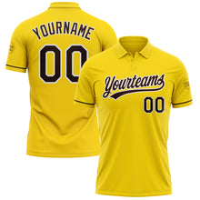 Load image into Gallery viewer, Custom Yellow Brown-White Performance Vapor Golf Polo Shirt