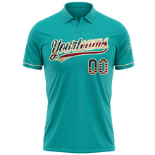 Загрузить изображение в средство просмотра галереи, Custom Aqua Vintage USA Flag-Cream Performance Vapor Golf Polo Shirt