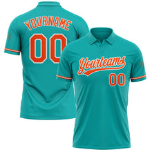 Загрузить изображение в средство просмотра галереи, Custom Aqua Orange-White Performance Vapor Golf Polo Shirt