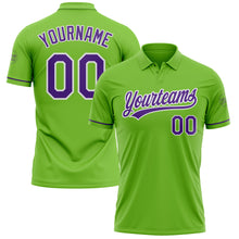 Загрузить изображение в средство просмотра галереи, Custom Neon Green Purple-White Performance Vapor Golf Polo Shirt
