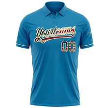 Load image into Gallery viewer, Custom Panther Blue Vintage USA Flag-Cream Performance Vapor Golf Polo Shirt