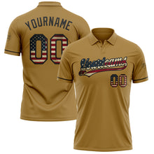 Charger l'image dans la galerie, Custom Old Gold Vintage USA Flag-Black Performance Vapor Golf Polo Shirt