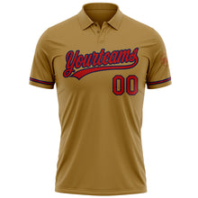 Load image into Gallery viewer, Custom Old Gold Red-Navy Performance Vapor Golf Polo Shirt