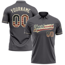 Charger l'image dans la galerie, Custom Steel Gray Vintage USA Flag-Cream Performance Vapor Golf Polo Shirt